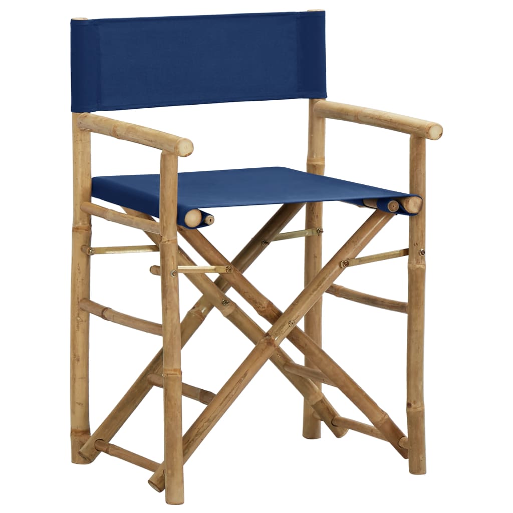 Sedie da Regista Pieghevoli 2 pz Blu in BambÃ¹ e Tela