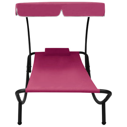 Lettino Prendisole con Baldacchino e Cuscino Rosa