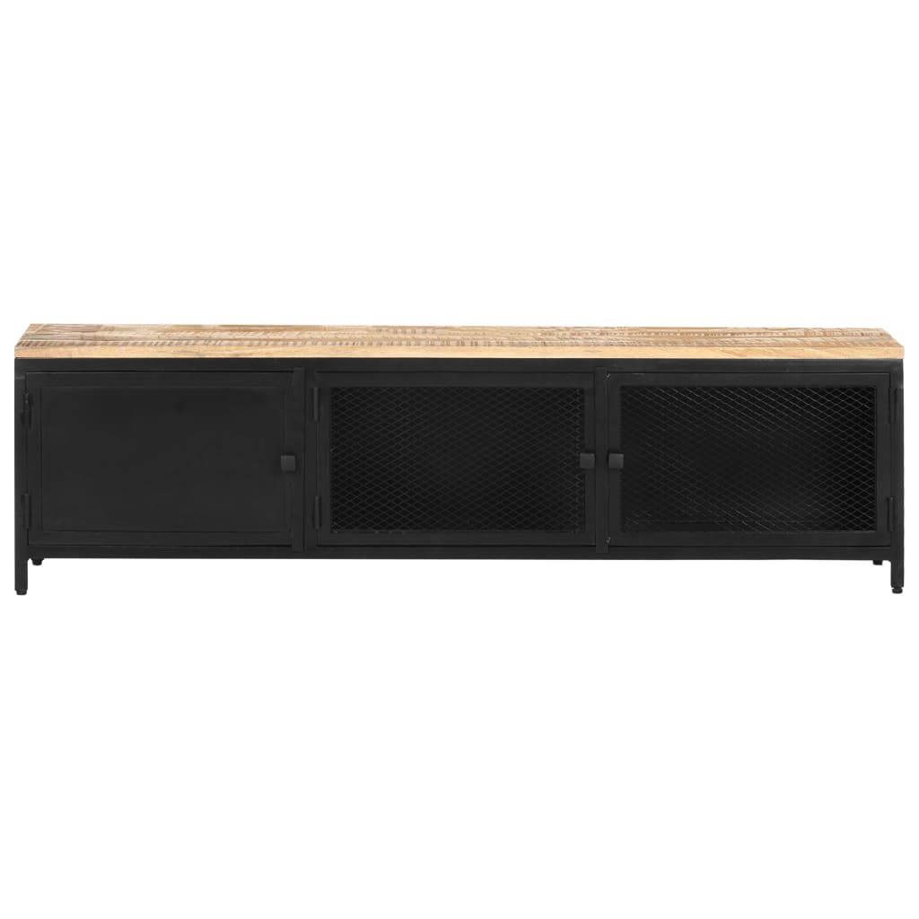 Mobile Porta TV 130x30x37 cm in Legno Massello di Mango Grezzo