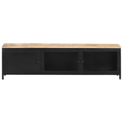 Mobile Porta TV 130x30x37 cm in Legno Massello di Mango Grezzo
