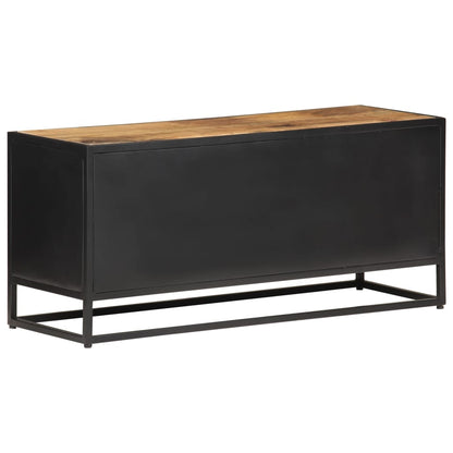 Mobile Porta TV 90x30x40 cm in Legno di Mango Grezzo e Canna