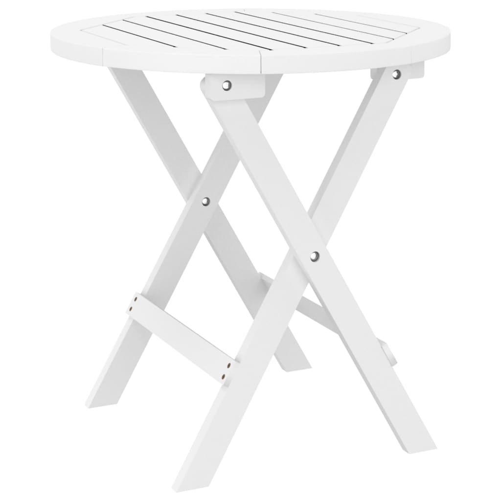 Tavolo da Giardino Pieghevole Bianco Ã˜ 46 cm Massello di Acacia