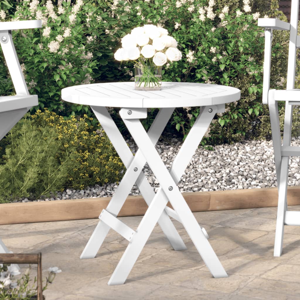 Tavolo da Giardino Pieghevole Bianco Ã˜ 46 cm Massello di Acacia