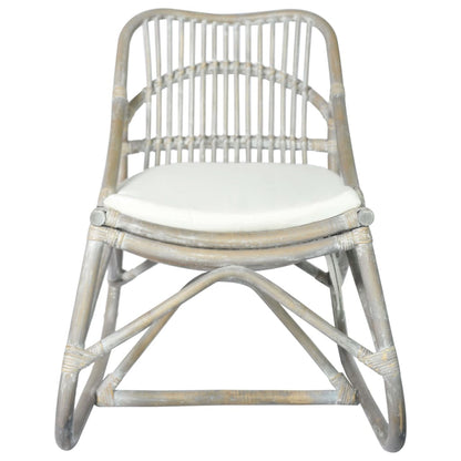 Sedia Grigia in Rattan e Lino