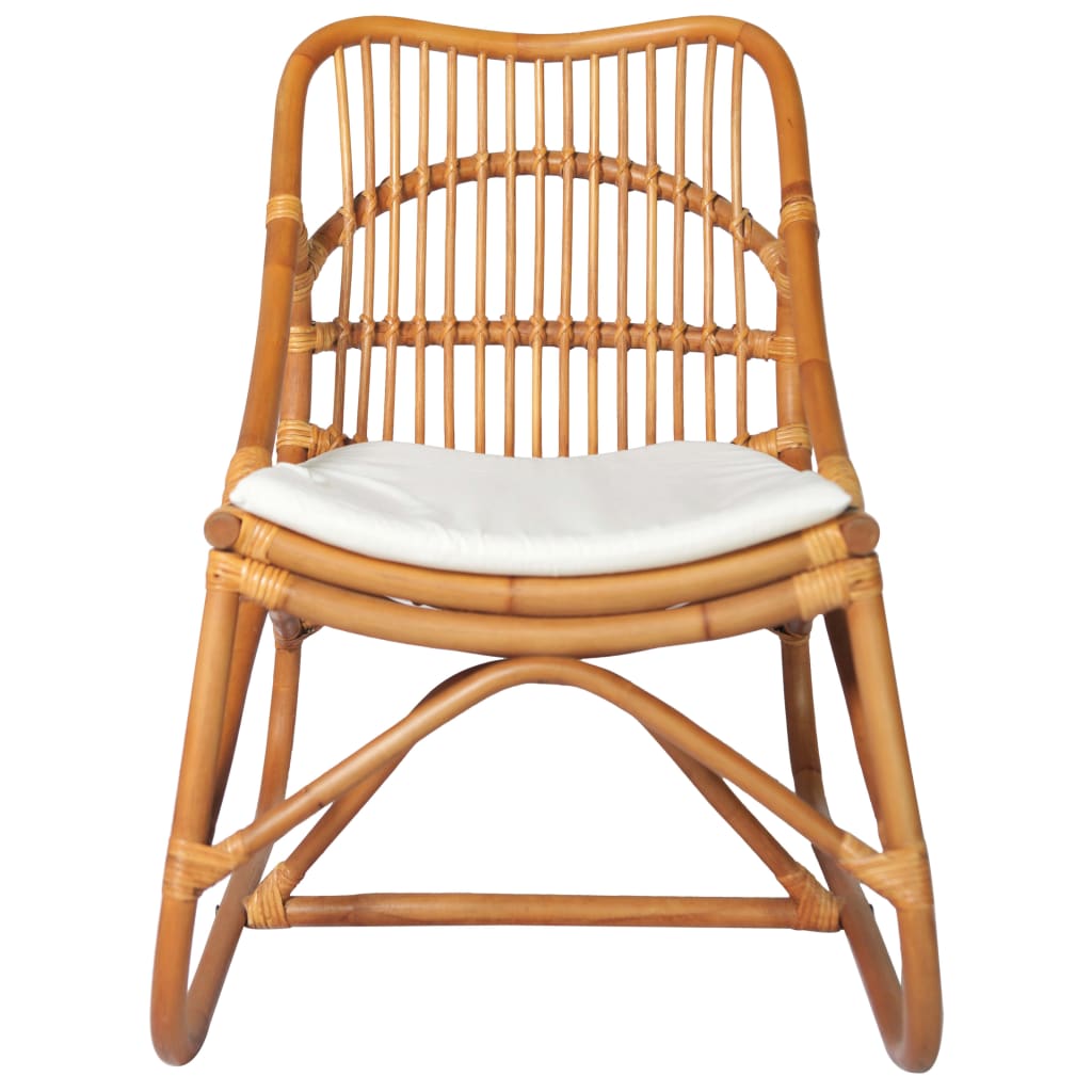 Sedia in Rattan Marrone Chiaro e Lino