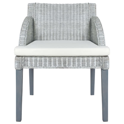 Sedia da Pranzo con Cuscino Grigio in Rattan Naturale