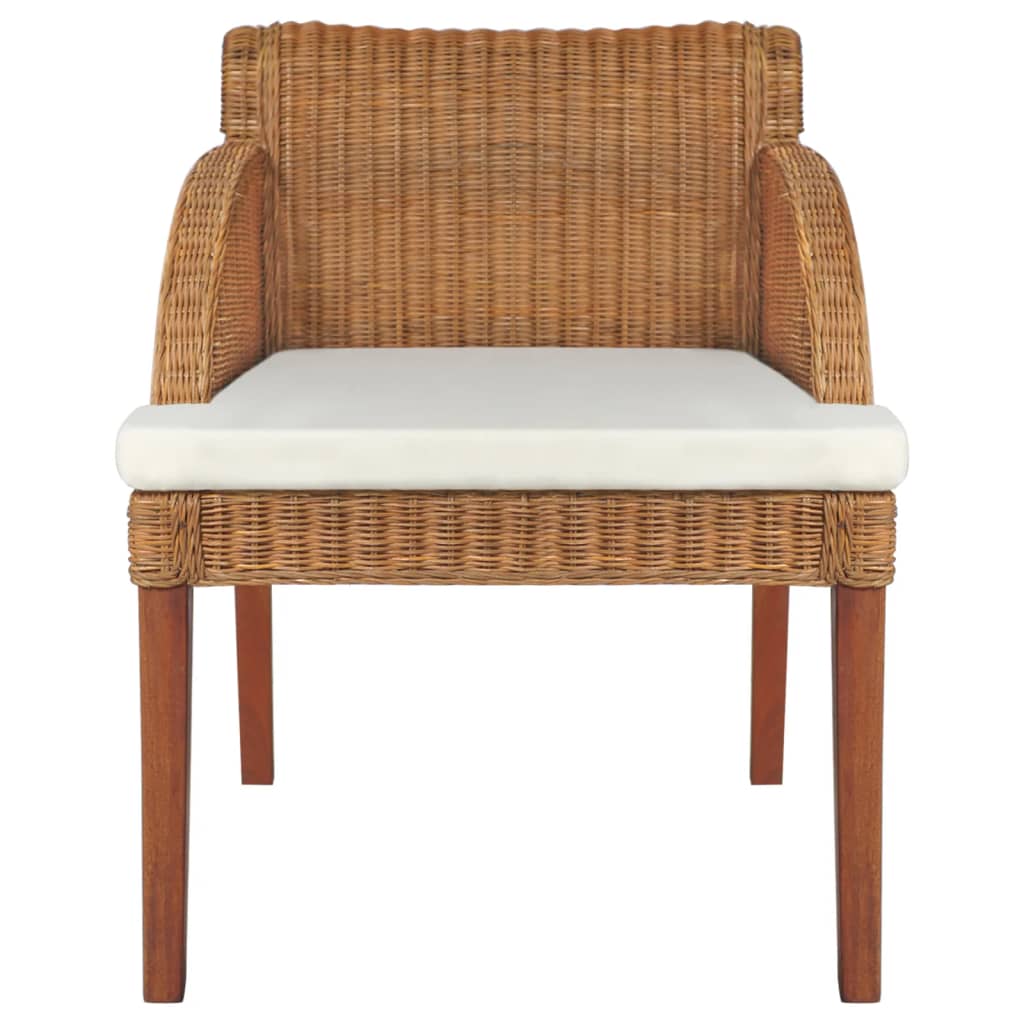 Sedie da Pranzo con Cuscini 2 pz Marrone Chiaro Rattan Naturale