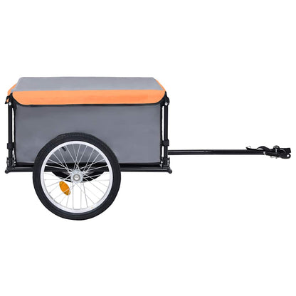 Rimorchio da Bici Grigio e Arancione 65 kg