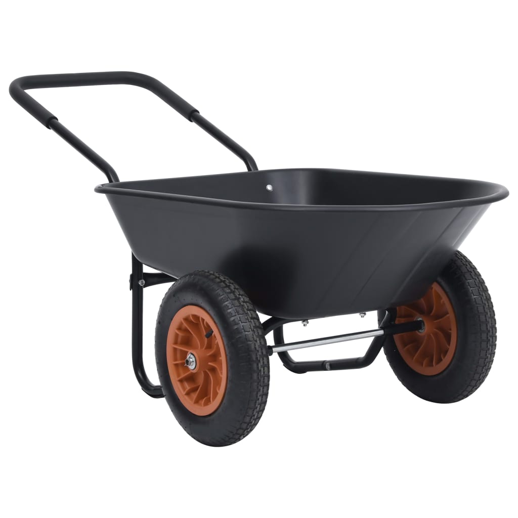 Carriola Nero e Arancione 140x63x65 cm 78 L 100 kg