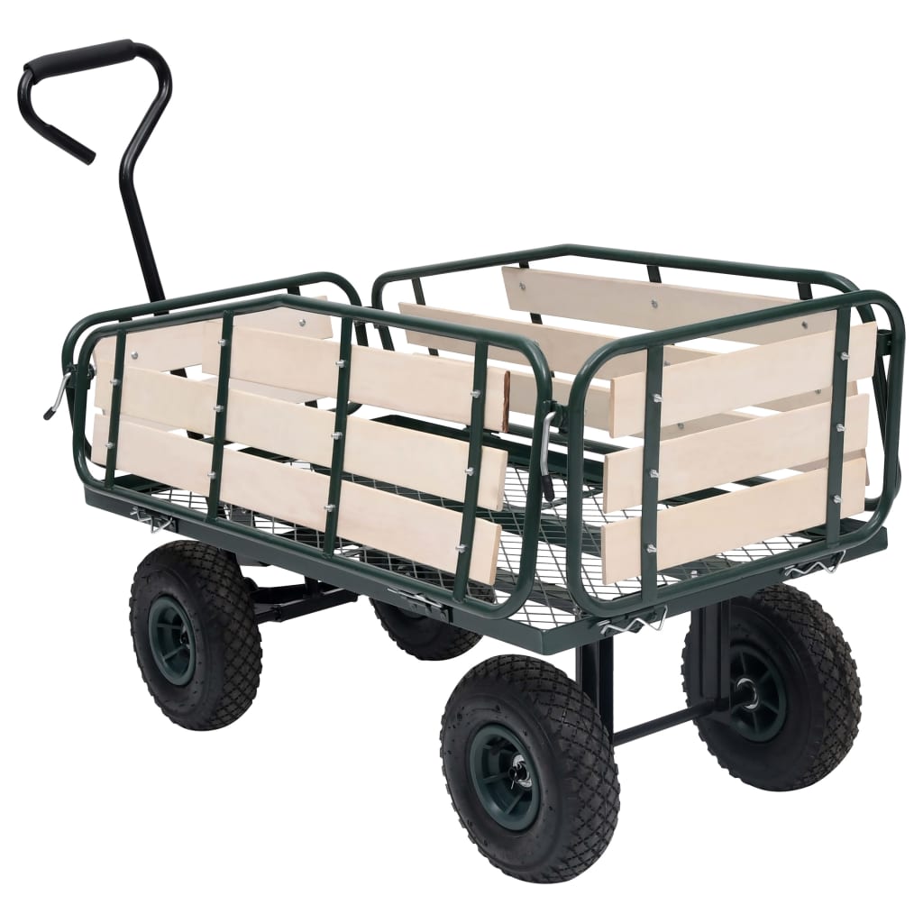 Carrello a Mano da Giardino in Metallo e Legno 250 kg