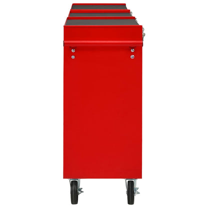 Carrello Portautensili con 15 Cassetti in Acciaio Rosso