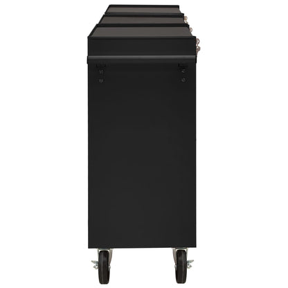 Carrello Portautensili con 21 Cassetti in Acciaio Nero