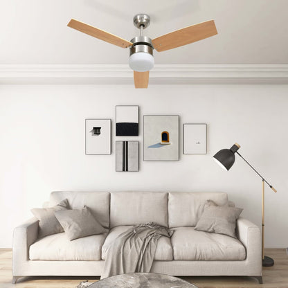Ventilatore Soffitto Luce e Telecomando 108cm Marrone Chiaro