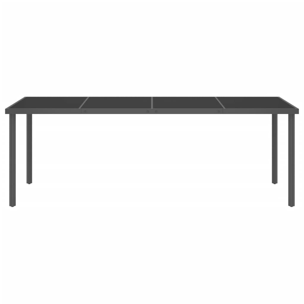 Tavolo da Pranzo Esterni Antracite 220x90x75 cm Acciaio e Vetro