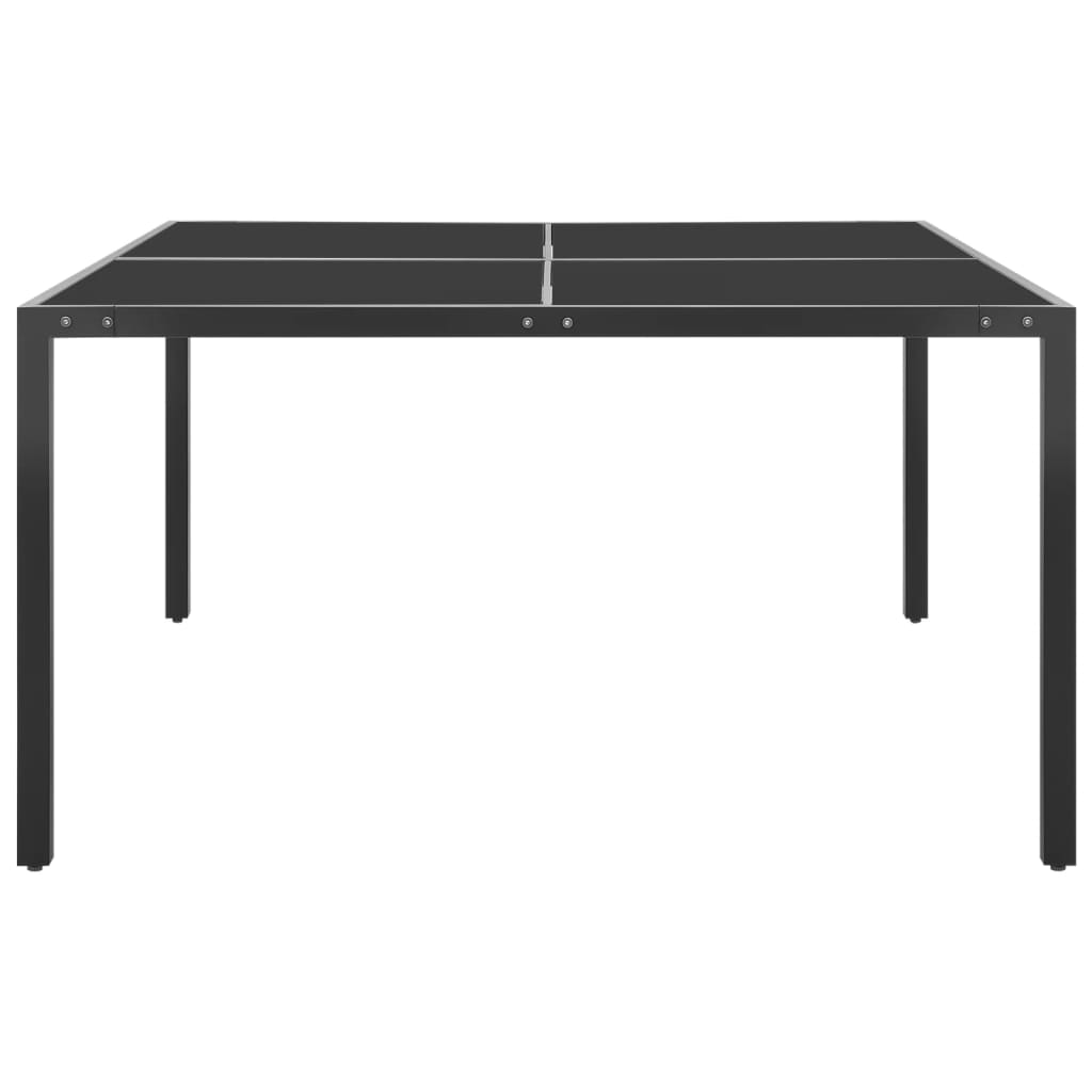 Tavolo da Giardino Antracite 130x130x72 cm in Acciaio e Vetro