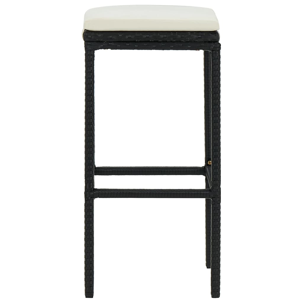 Sgabelli da Bar con Cuscini 6 pz Neri in Polyrattan