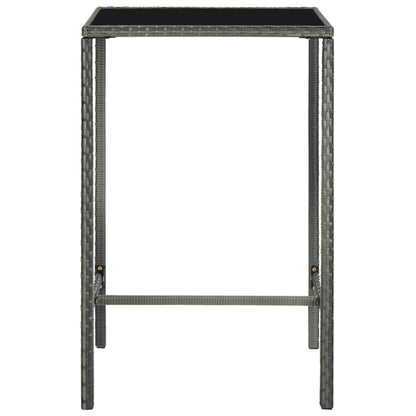Tavolo da Bar da Giardino Grigio 70x70x110 cm Polyrattan Vetro