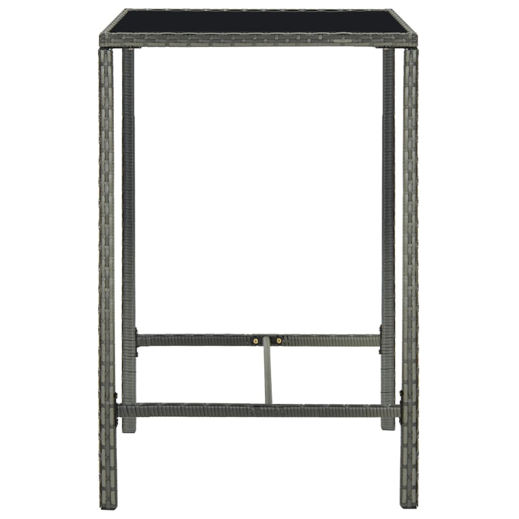 Tavolo da Bar da Giardino Grigio 70x70x110 cm Polyrattan Vetro