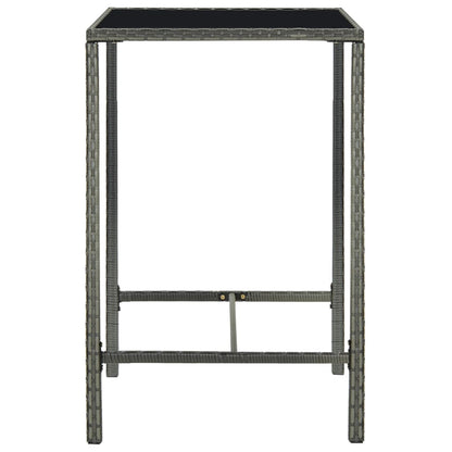 Tavolo da Bar da Giardino Grigio 70x70x110 cm Polyrattan Vetro