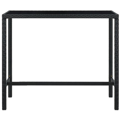 Tavolo da Bar per Esterni Nero 130x60x110 cm Polyrattan e Vetro