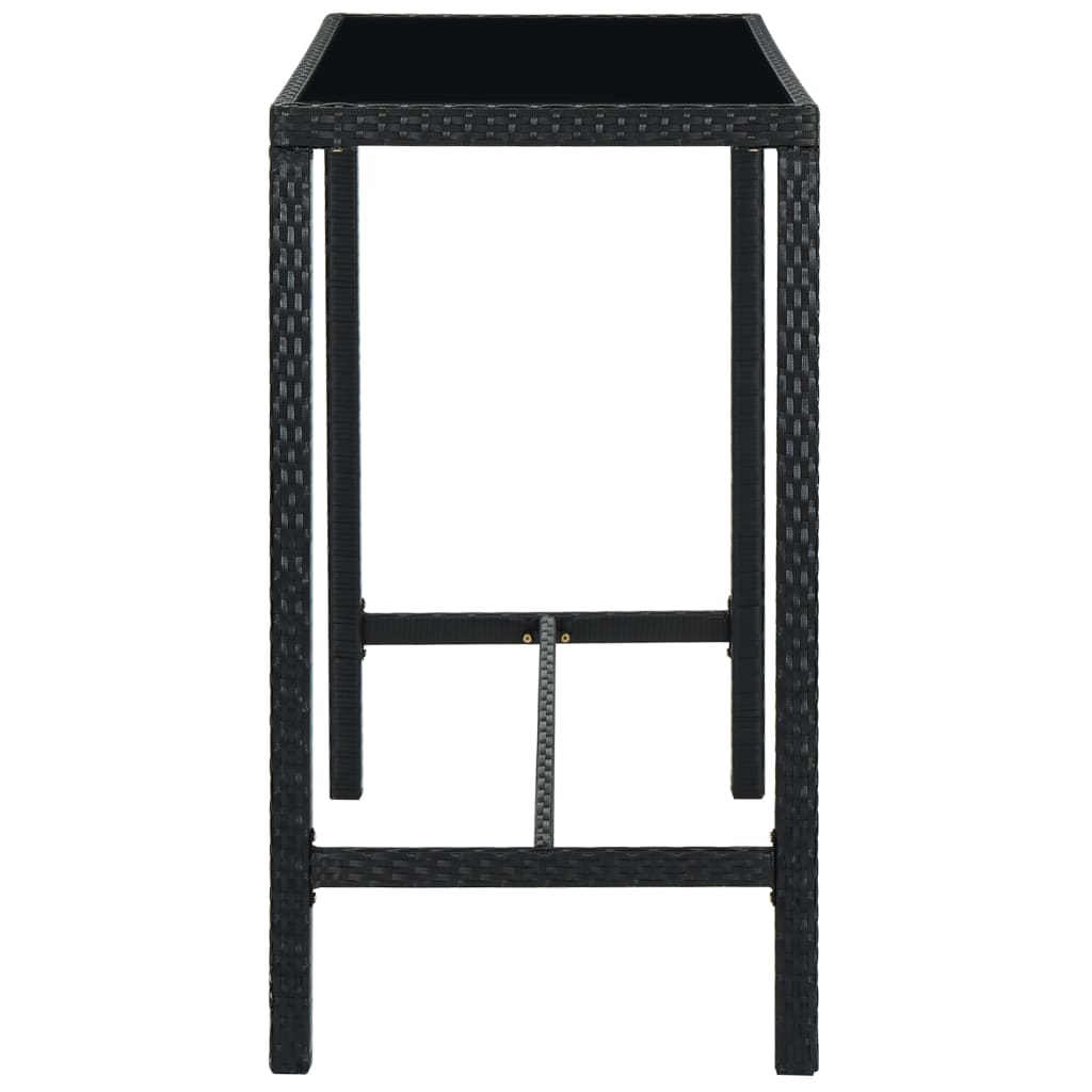 Tavolo da Bar per Esterni Nero 130x60x110 cm Polyrattan e Vetro