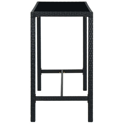 Tavolo da Bar per Esterni Nero 130x60x110 cm Polyrattan e Vetro