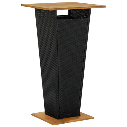 Tavolino da TÃ¨ Nero 60x60x110 cm Polyrattan e Massello Acacia