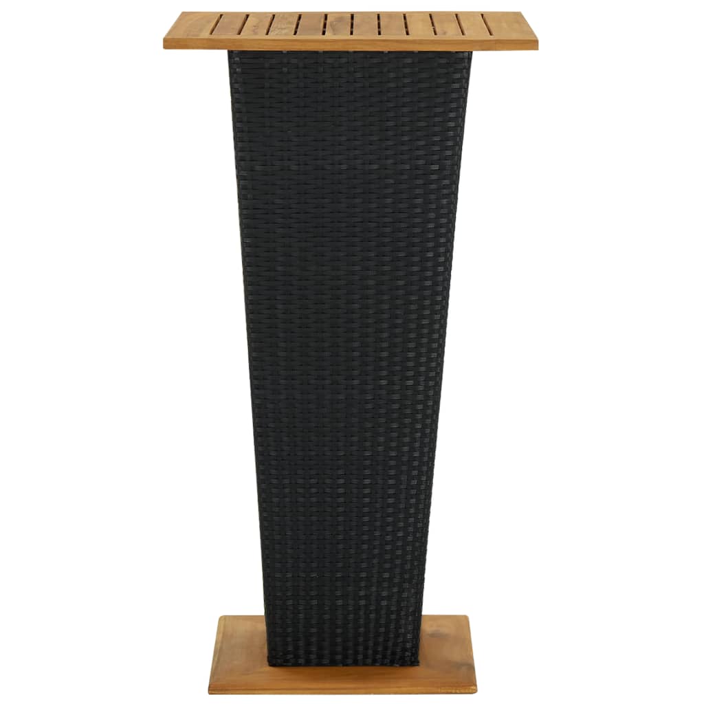 Tavolino da TÃ¨ Nero 60x60x110 cm Polyrattan e Massello Acacia