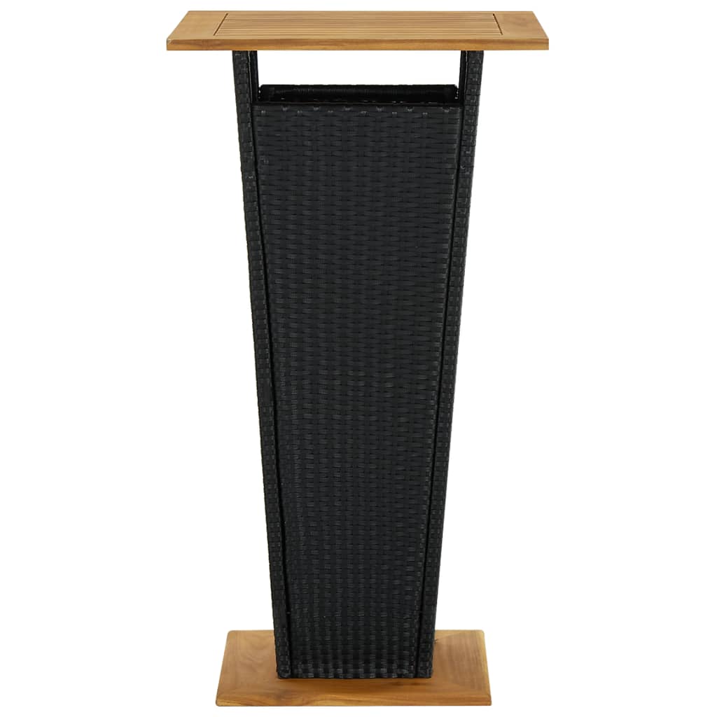 Tavolino da TÃ¨ Nero 60x60x110 cm Polyrattan e Massello Acacia