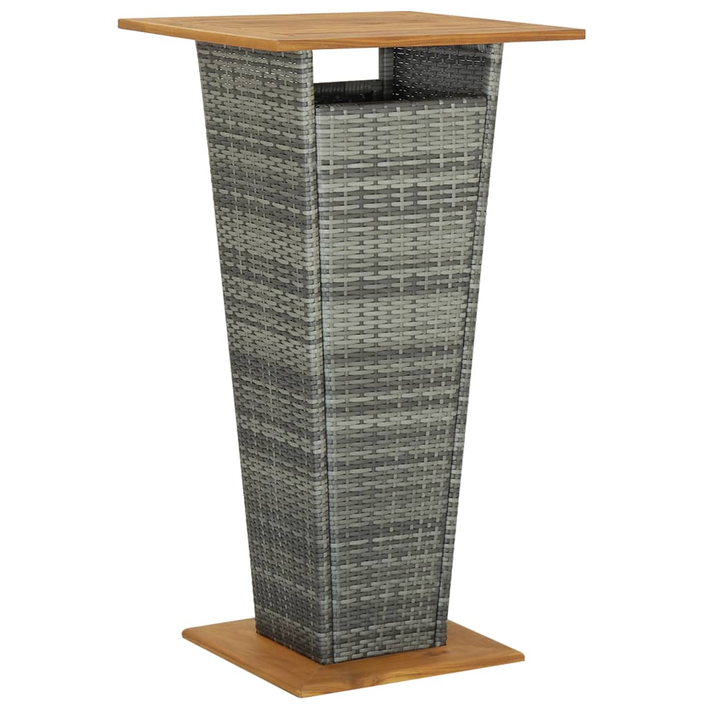 Tavolino da TÃ¨ Grigio 60x60x110 cm Polyrattan e Massello Acacia