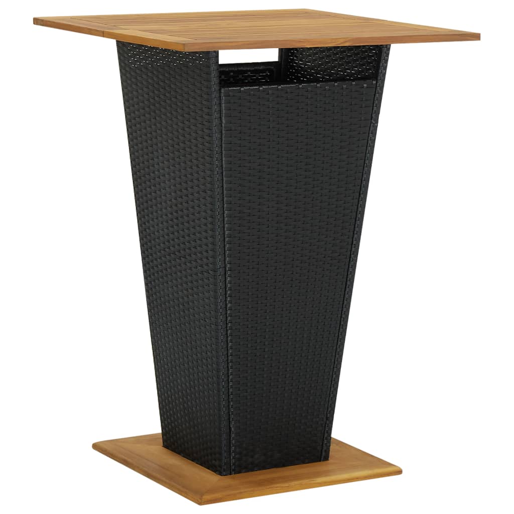 Tavolino da TÃƒÂ¨ Nero 80x80x110 cm Polyrattan e Massello Acacia
