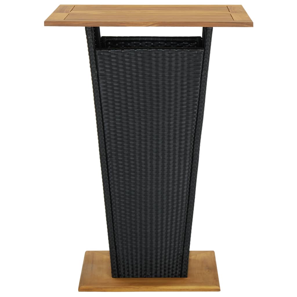 Tavolino da TÃƒÂ¨ Nero 80x80x110 cm Polyrattan e Massello Acacia