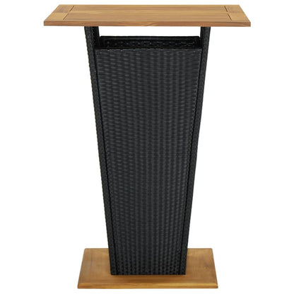 Tavolino da TÃƒÂ¨ Nero 80x80x110 cm Polyrattan e Massello Acacia