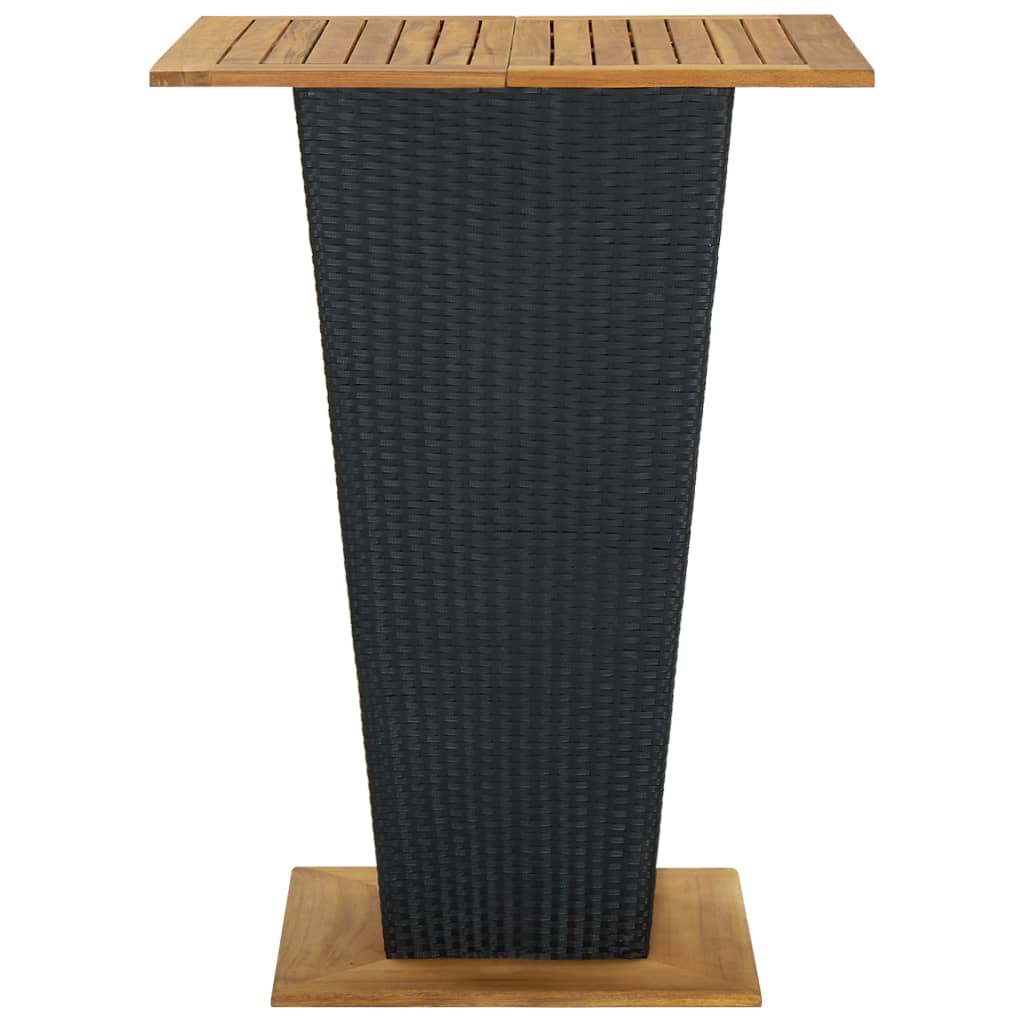 Tavolino da TÃƒÂ¨ Nero 80x80x110 cm Polyrattan e Massello Acacia