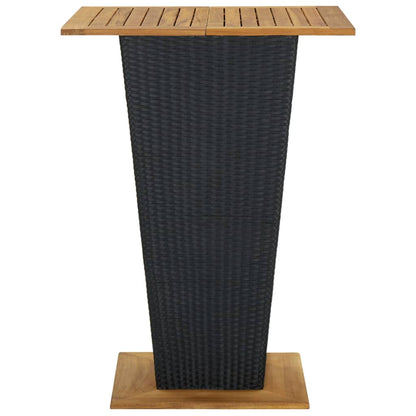 Tavolino da TÃƒÂ¨ Nero 80x80x110 cm Polyrattan e Massello Acacia