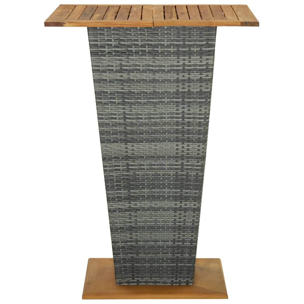 Tavolino da TÃ¨ Grigio 80x80x110 cm Polyrattan e Massello Acacia