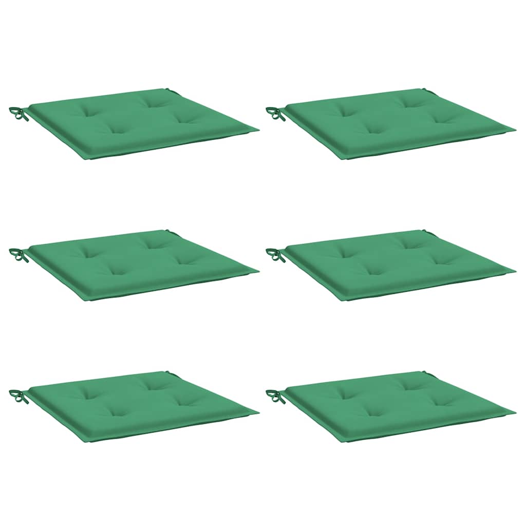 Cuscini per Sedia 6 pz Verdi 40x40x3 cm in Tessuto Oxford