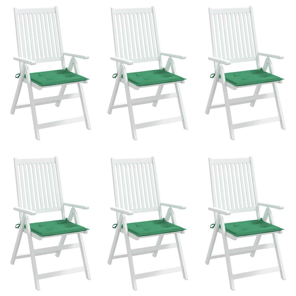 Cuscini per Sedia 6 pz Verdi 40x40x3 cm in Tessuto Oxford