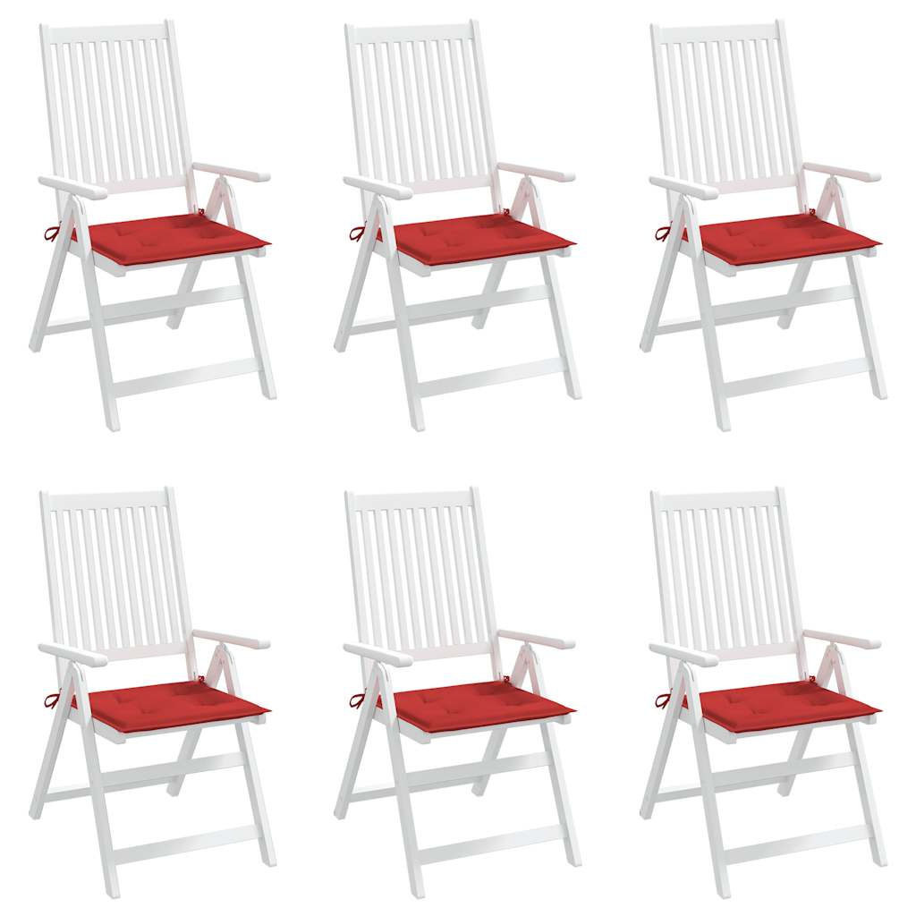 Cuscini per Sedia 6 pz Rossi 40x40x3 cm in Tessuto Oxford