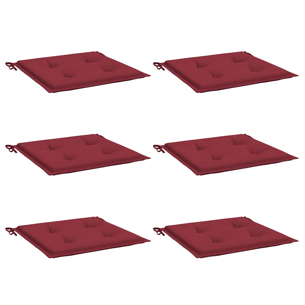 Cuscini per Sedia 6 pz Rosso Vino 40x40x3 cm in Tessuto Oxford