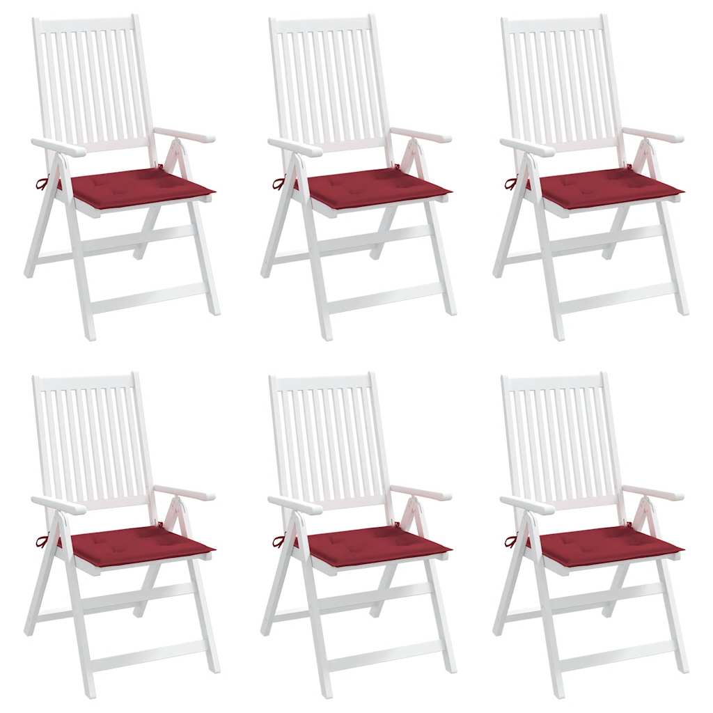 Cuscini per Sedia 6 pz Rosso Vino 40x40x3 cm in Tessuto Oxford