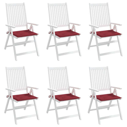 Cuscini per Sedia 6 pz Rosso Vino 40x40x3 cm in Tessuto Oxford