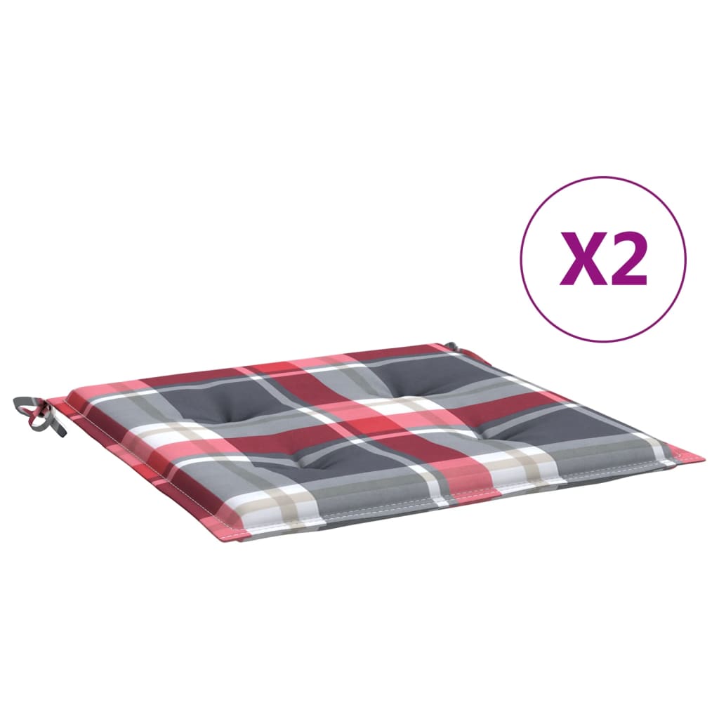 Cuscini per Sedia 2 pz a Quadri Rossi 40x40x4cm Tessuto Oxford