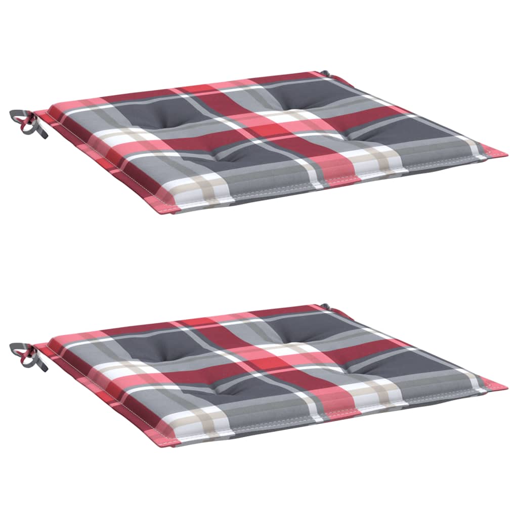 Cuscini per Sedia 2 pz a Quadri Rossi 40x40x4cm Tessuto Oxford