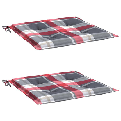 Cuscini per Sedia 2 pz a Quadri Rossi 40x40x4cm Tessuto Oxford