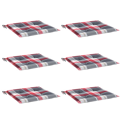 Cuscini per Sedia 6 pz a Quadri Rossi 40x40x4cm Tessuto Oxford