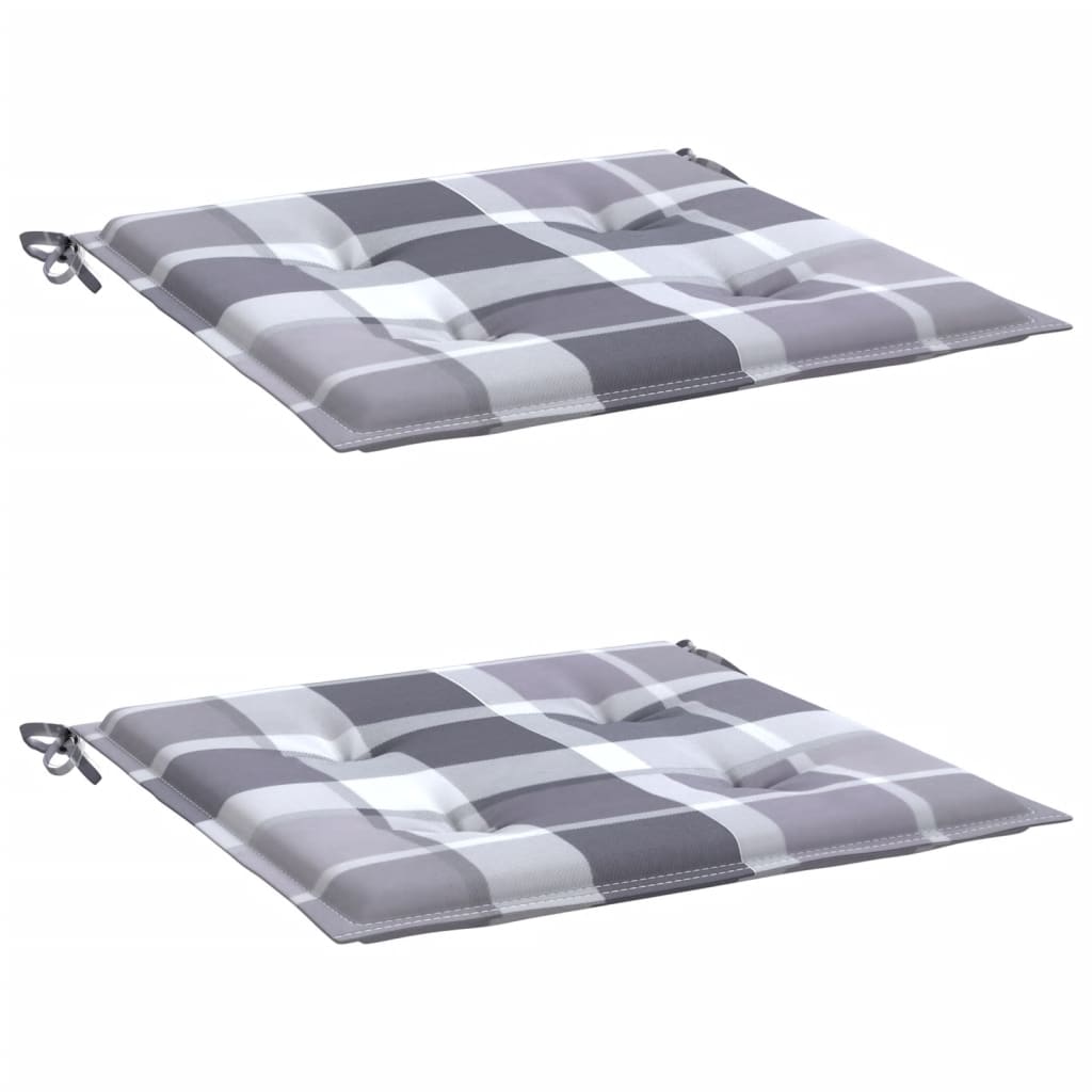 Cuscini per Sedia 2 pz a Quadri Grigi 40x40x4cm Tessuto Oxford