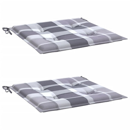 Cuscini per Sedia 2 pz a Quadri Grigi 40x40x4cm Tessuto Oxford