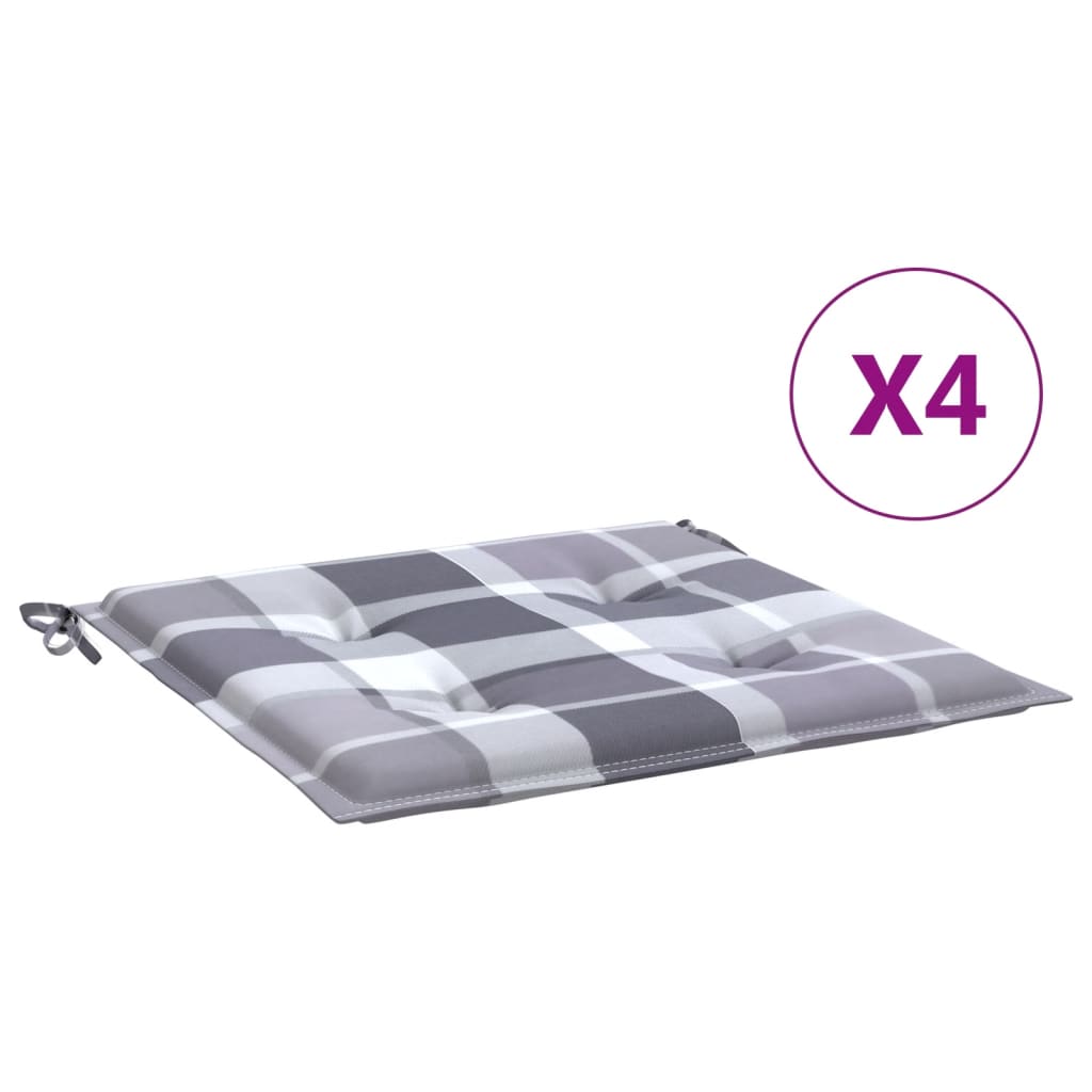 Cuscini per Sedia 4 pz a Quadri Grigi 40x40x4cm Tessuto Oxford