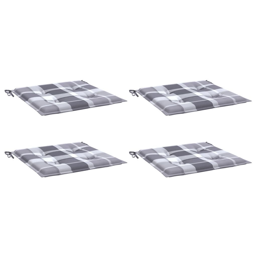 Cuscini per Sedia 4 pz a Quadri Grigi 40x40x4cm Tessuto Oxford